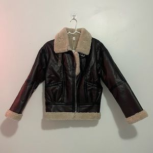 Fleece lined Leather Jacket